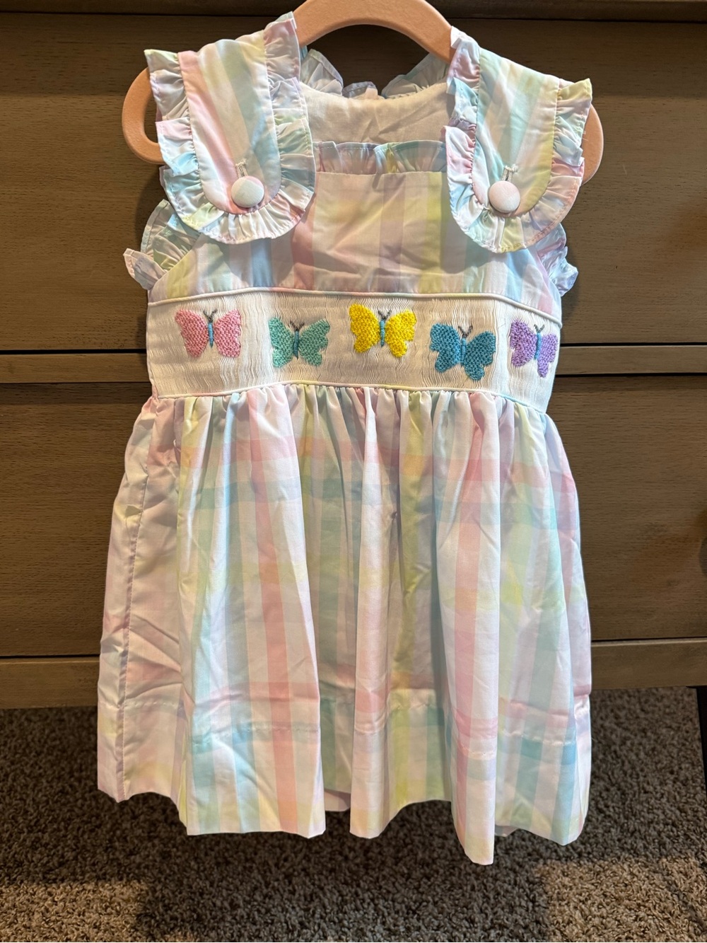 Girls' Pastel Butterfly Smocked Dress - Multi